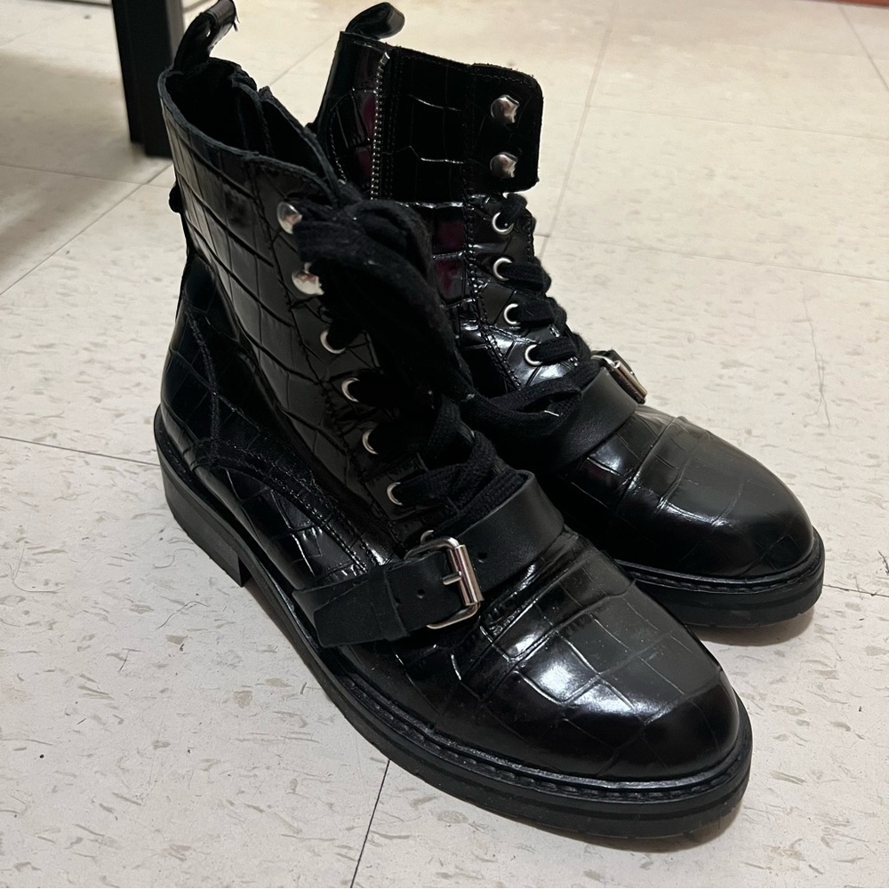 All Saints Crocodile Leather Boots